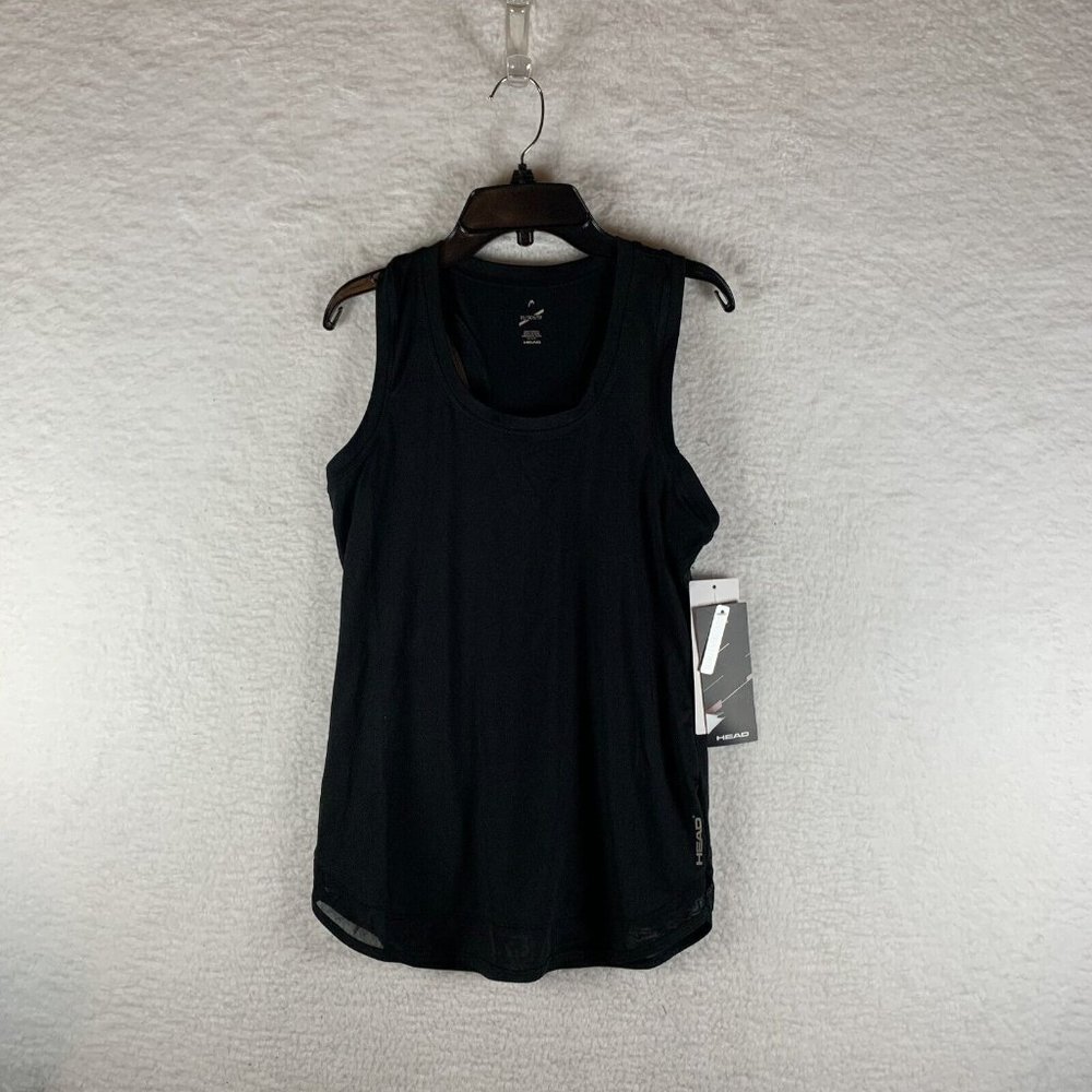 HEAD Top‎ Women XS Black Polyester Stretch Scoop Neck Propel Racerback Tank 6789